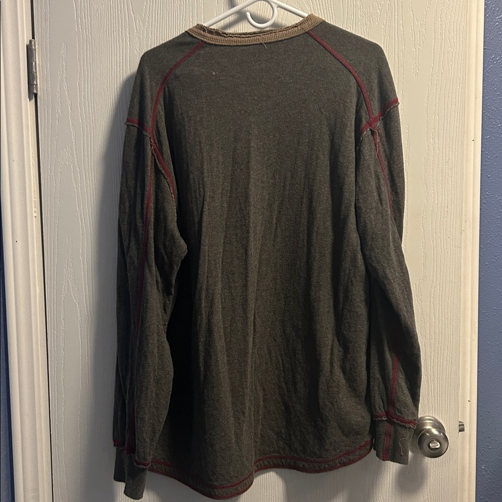 Legendary Whitetails Gray Henley with Red Stitching - Picture 3 of 3